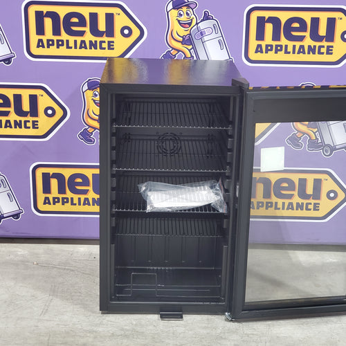 HOOURE 128Cans 3.2 Cu.Ft Glass Door Mini Fridge for Drink Beer Soda Wine, with 4 Adjustable Removable Shelves in Stainless Steel 25133SD535 - TAYL86 - Scratch & Dent (Minor)