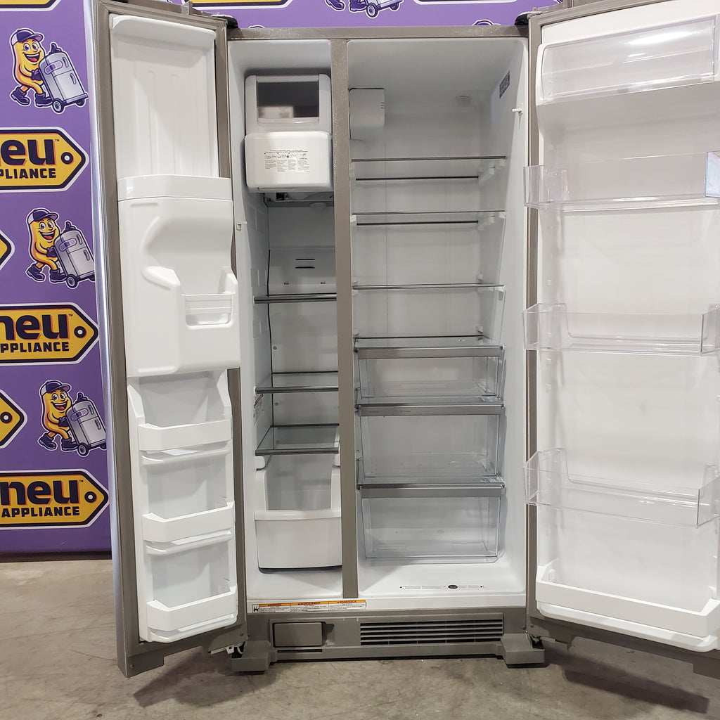 Whirlpool 33 Inch Wide Side by Side 21 Cu. Ft. Refrigerator with Can Caddy and Frameless Glass Shelves in Fingerprint Resistant Stainless Steel 3SD476 - WRS321SDHZ - Scratch and Dent (Minor)
