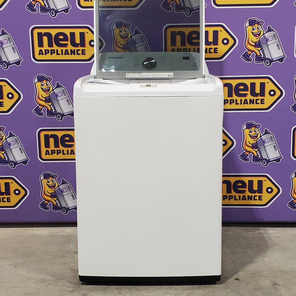 Samsung 4.5 cu. ft. Top Load Washer with Vibration Reduction Technology+ in White WA45T3200AW - Certified Refurbished and Samsung 7.2 cu. ft. Electric Dryer with Sensor Dry in White 16061 - DVE45T3200W - Open Box