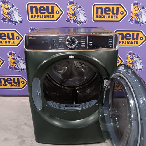GE Profile 7.8-cu ft Stackable Vented Gas Dryer with Steam Cycle in Carbon Graphite 31134SD188 - PFD95GSPWDS - Scratch & Dent (Minor)