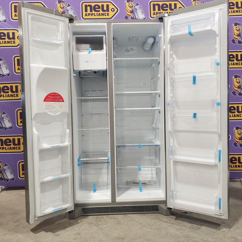 Pictures of Frigidaire 25.6-cu ft Side-by-Side Refrigerator with Ice Maker (Fingerprint Resistant Stainless Steel) ENERGY STAR-FRSS26L3AF-Scratch and Dent(Minor) - Neu Appliance Outlet - Discount Appliance Outlet in Austin, Tx