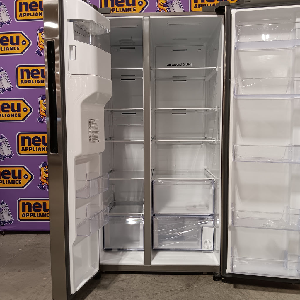 Pictures of Samsung 27.4-cu ft Side-by-Side Refrigerator with Ice Maker in Fingerprint Resistant Stainless Steel 25136SD638 - RS27T5200SR - Scratch & Dent (Moderate) - Neu Appliance Outlet - Discount Appliance Outlet in Austin, Tx