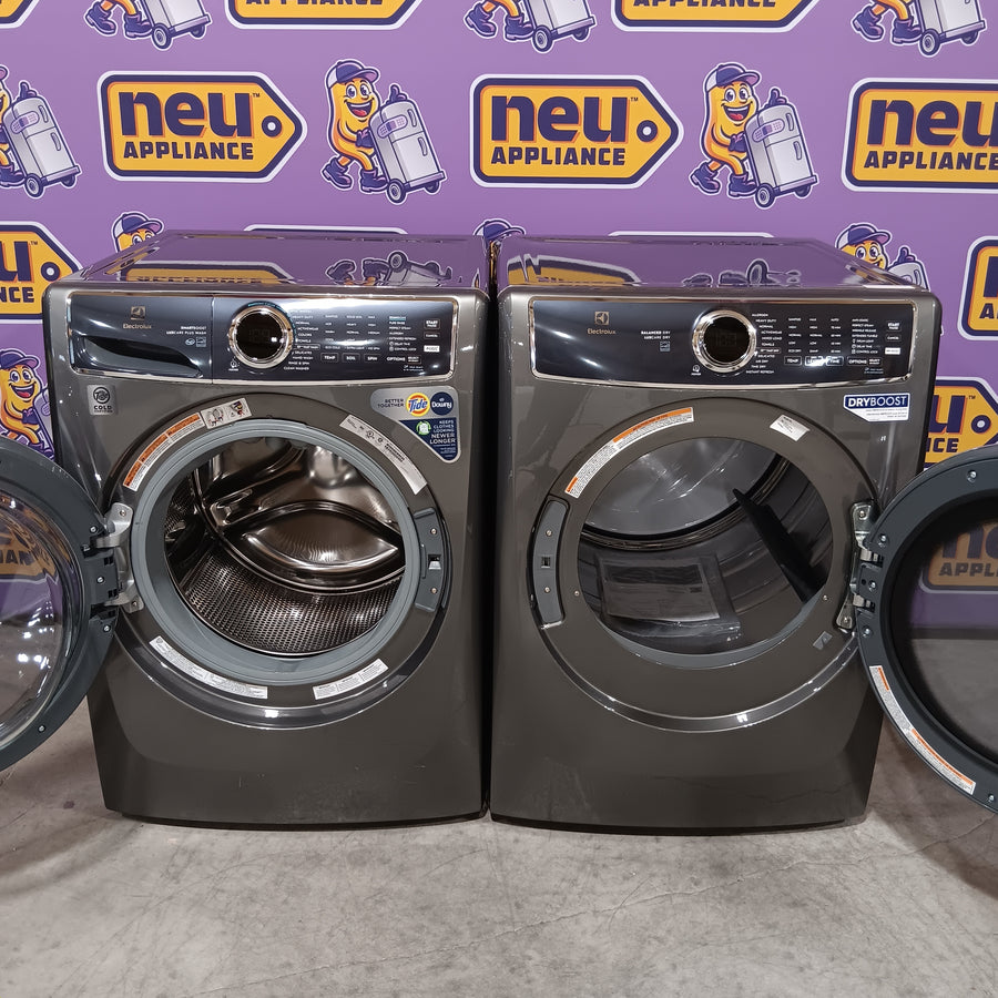Electrolux Titanium Front Load 600 Series 4.5 Cu. Ft. Washer with Smartboost ELFW7637AT - Scratch & Dent (Moderate) and Electrolux 8 cu. ft. vented Front Load Stackable 600 Series Electric Dryer with LuxCare Dry 16248 - ELFE7637AT - Scratch & Dent (Minor)