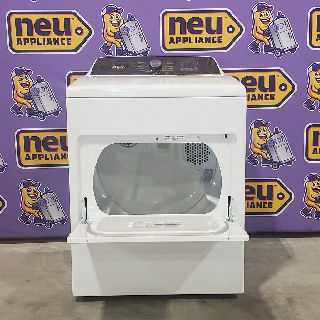 Whirlpool 5.2–5.3 Cu. Ft. Top Load Washer in White with Removable Agitator WTW6157PW - Open Box and Whirlpool 7.0 cu. ft. Electric Dryer with Hamper Door 16062 - WED5010LW - Open Box