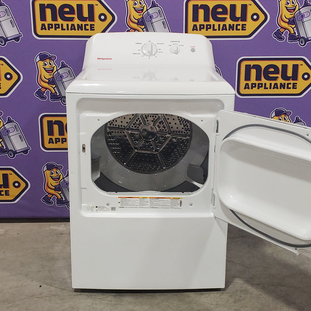 Hotpoint® 4.0 cu. ft. Capacity Washer with Cold Plus and Water Level Control HTW265ASWWW - Scratch & Dent (Minor) and Hotpoint® 6.2 cu. ft. vented Electric Dryer with Auto Dry 16146 - HTX26EASWWW - Scratch & Dent (Minor)