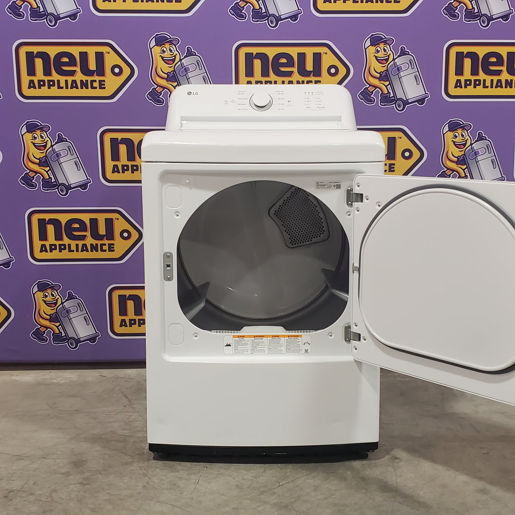 LG White Top Load 4.5 Cu. Ft. Washer with NeveRust Drum and TurboDrum Technology WT7000CW - Certified Refurbished and LG 7.3 Cu. Ft. Electric Rear Control Ultra Large Capacity Dryer in White with Sensor Dry 16037 - DLE6100W - Certified Refurbished