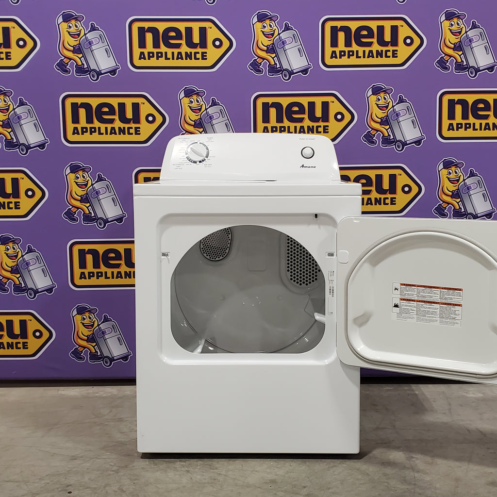Amana 6.5 Cu. Ft. Electric Dryer with Wrinkle Shield Option and Automatic Dryness Control in White 3SD637 - NED4655EW - Scratch and Dent (Minor)