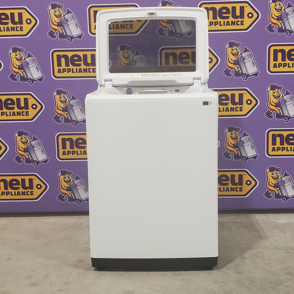 Pictures of 5.2 cu. ft. Samsung Large Capacity Smart Top Load Washer with Super Speed Wash in White and 7.4-cu ft Electric Dryer with Sensor Dry(White) - Neu Appliance Outlet - Discount Appliance Outlet in Austin, Tx