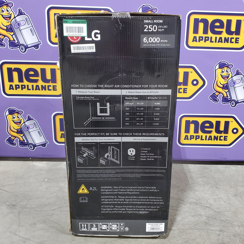 LG 6,000 (DOE) BTU 115-Volt Portable Air Conditioner Unit Cools 250 sq. ft. with Dehumidifier and LCD Remote 25132SD383 - LP0624WFR - New in Box