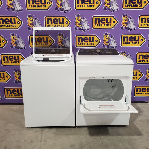 Whirlpool Top Load 4.7 Cu. Ft. Washer in White with 2-in-1 Removable Agitator WTW5057LW - Scratch & Dent - Minor and Whirlpool 7.0 cu. ft. Electric Dryer with Hamper Door 16107 - WED5010LW - Open Box