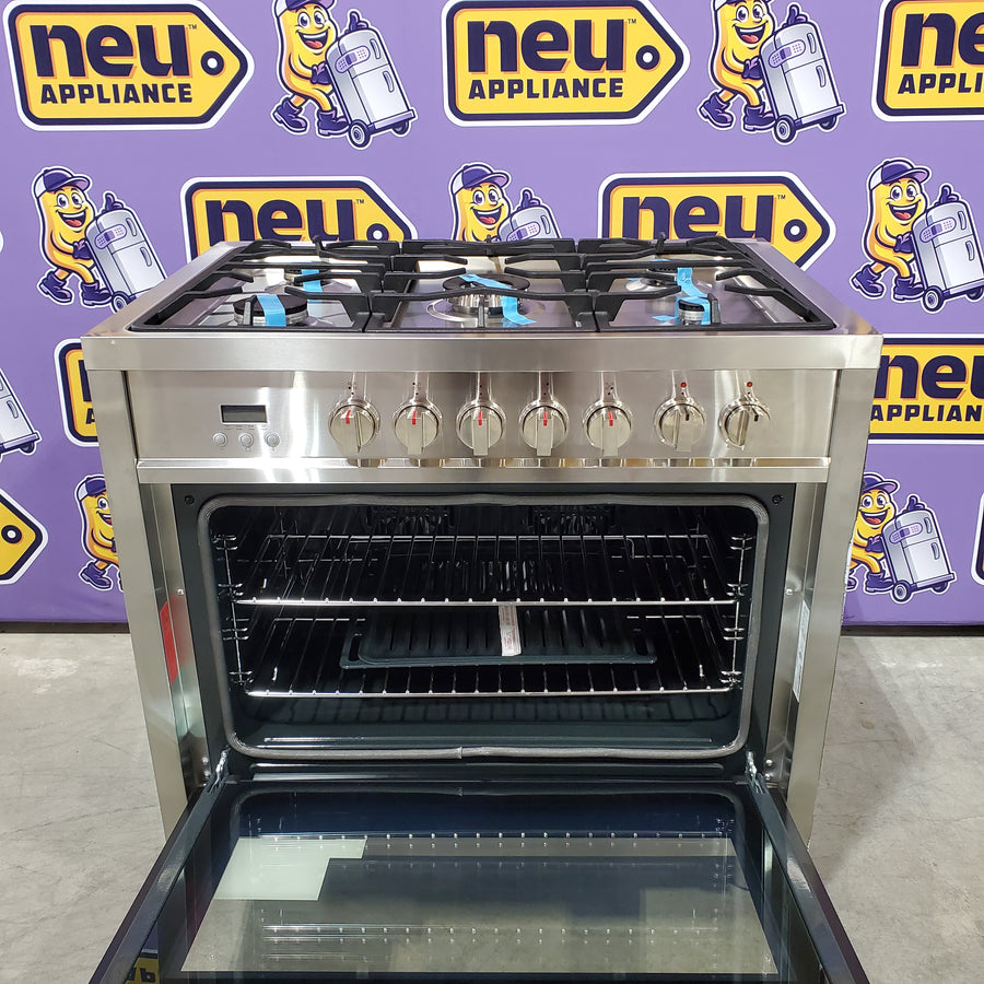 Cosmo 36-in Deep Recessed 5-Burner Convection Oven Freestanding Dual Fuel Range in Stainless Steel 22133SD173 - F965 - Scratch & Dent (Minor)