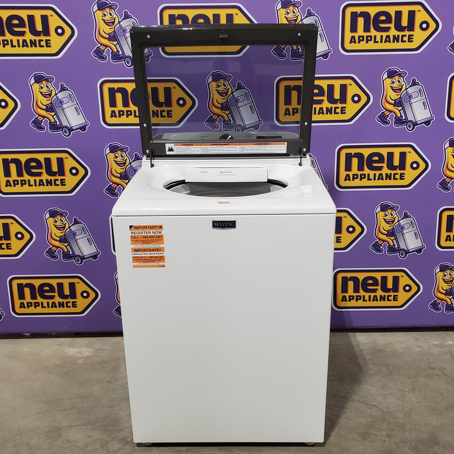 Maytag Top Load 4.8 cu ft Washer with Deep Fill and Slow-Close Glass Lid MVW6200KW - Scratch & Dent (Moderate) and Maytag 7.0 cu. ft Top Load Gas Dryer with Moisture Sensing 16219 - MGD6200KW - Scratch and Dent (Minor)