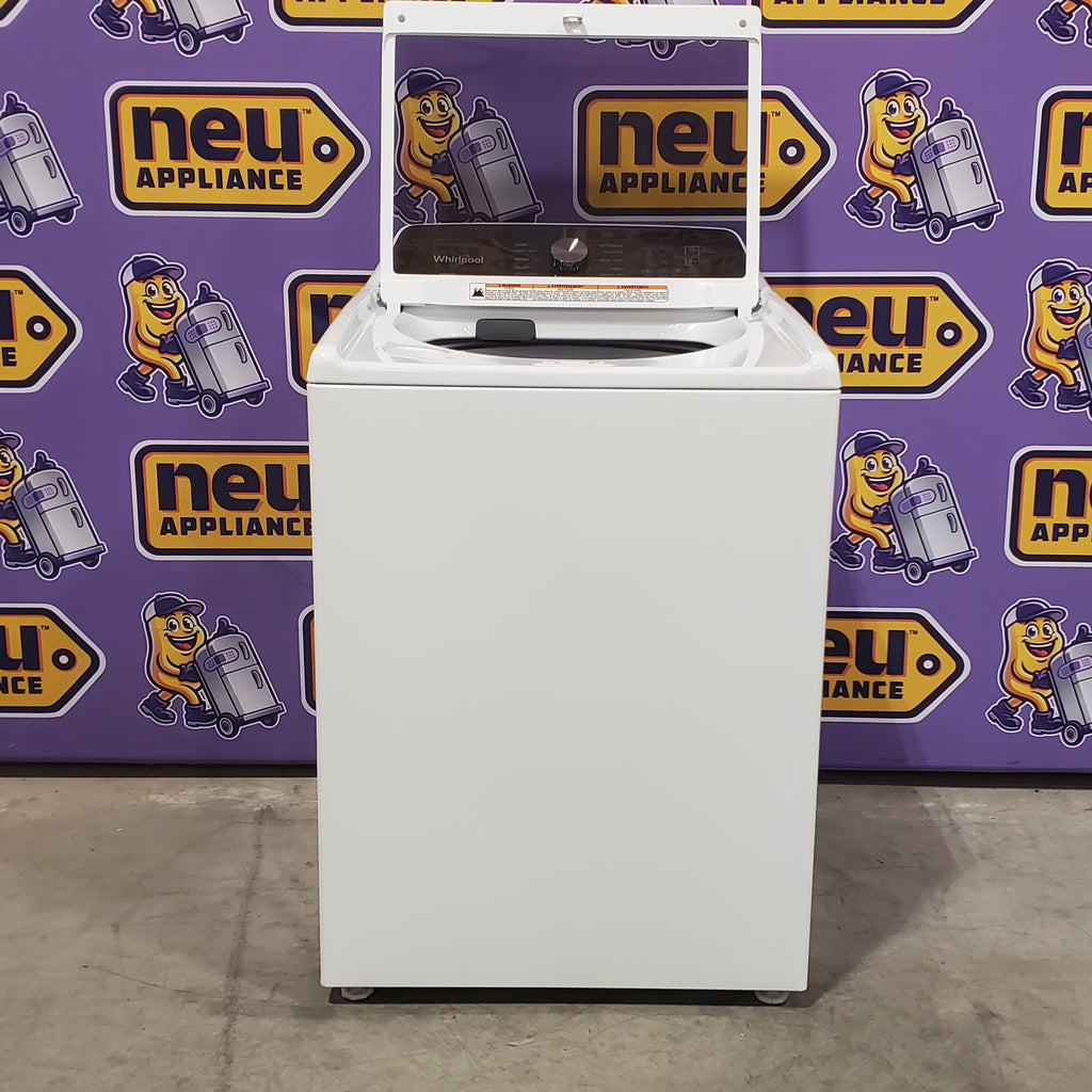 Whirlpool Top Load 4.7 Cu. Ft. Washer in White with 2-in-1 Removable Agitator WTW5057LW - Scratch & Dent - Minor and Whirlpool 7.0 cu. ft. Electric Dryer with Hamper Door 16107 - WED5010LW - Open Box