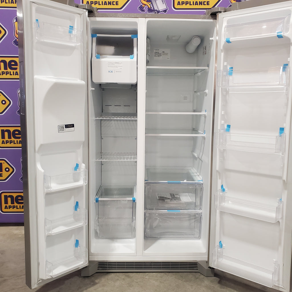 Pictures of Frigidaire 25.6 cu. ft. ENERGY STAR Side by Side Refrigerator with Exterior Water and Ice Dispenser in Stainless Steel 3SD960 - FRSS2623AS - Scratch & Dent (Minor) - Neu Appliance Outlet - Discount Appliance Outlet in Austin, Tx