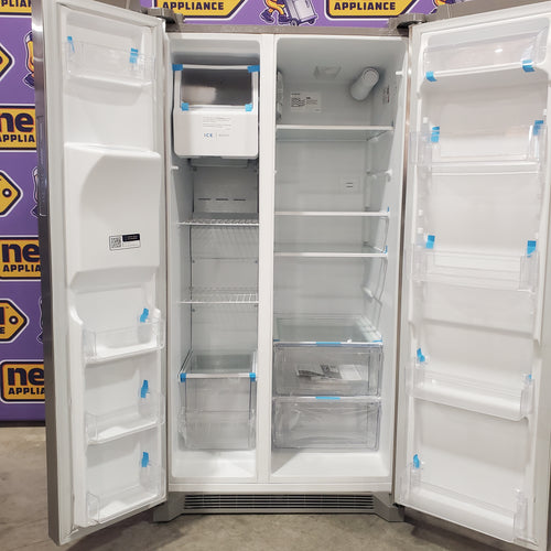 Pictures of Frigidaire 25.6 cu. ft. ENERGY STAR Side by Side Refrigerator with Exterior Water and Ice Dispenser in Stainless Steel 3SD960 - FRSS2623AS - Scratch & Dent (Minor) - Neu Appliance Outlet - Discount Appliance Outlet in Austin, Tx