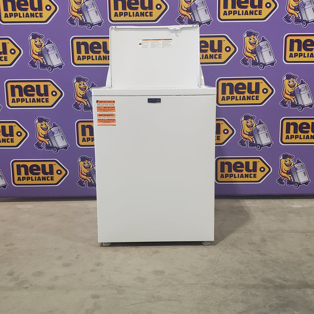 Pictures of Maytag Top Load 3.8 cu. ft. Washer with Deep Fill and Quick Wash Cycle MVW4005SW and Top Load Electric Wrinkle Prevent 7.0 cu. ft. Dryer with Auto Dry MED4005SW - Scratch & Dent - (Minor) - Neu Appliance Outlet - Discount Appliance Outlet in Austin, Tx