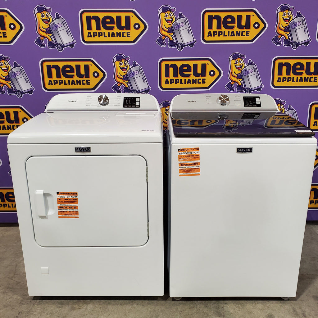 Pictures of Maytag Top Load 4.8 cu ft Washer with Deep Fill and Slow-Close Glass Lid MVW6200KW - Scratch & Dent (Minor) and Maytag 7.0 cu. ft Top Load Gas Dryer with Moisture Sensing 16167 - MGD6200KW - Scratch and Dent (Minor) - Neu Appliance Outlet - Discount Appliance Outlet in Austin, Tx