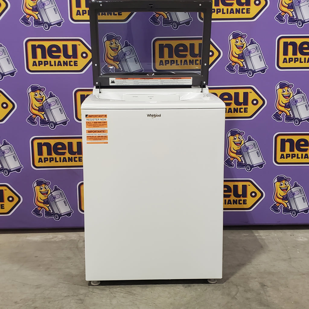 Pictures of Whirlpool 5.2–5.3 Cu. Ft. Top Load Washer in White with Removable Agitator WTW6157PW - Open Box and Whirlpool Top Load Electric Moisture Sensing 7.0 Cu. Ft. Dryer with Steam 16073 - WED5050LW - Open Box - Neu Appliance Outlet - Discount Appliance Outlet in Austin, Tx