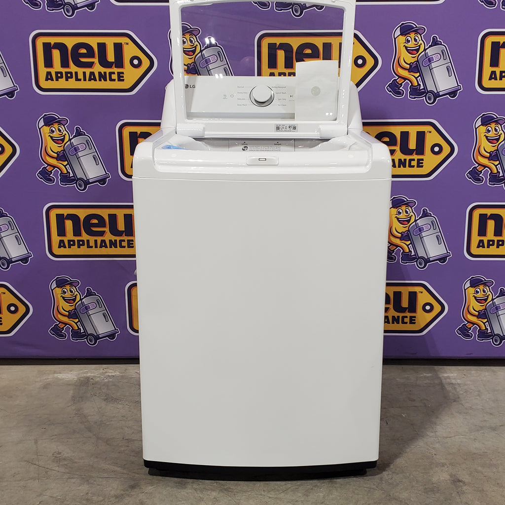 Pictures of LG Top Load 4.1 Cu. Ft. Washer with TurboDrum Technology in White WT6105CW - Scratch & Dent (Minor) and LG 7.3 Cu. Ft. Electric Rear Control Ultra Large Capacity Dryer in White with Sensor Dry 16122 - DLE6100W - Open Box - Neu Appliance Outlet - Discount Appliance Outlet in Austin, Tx