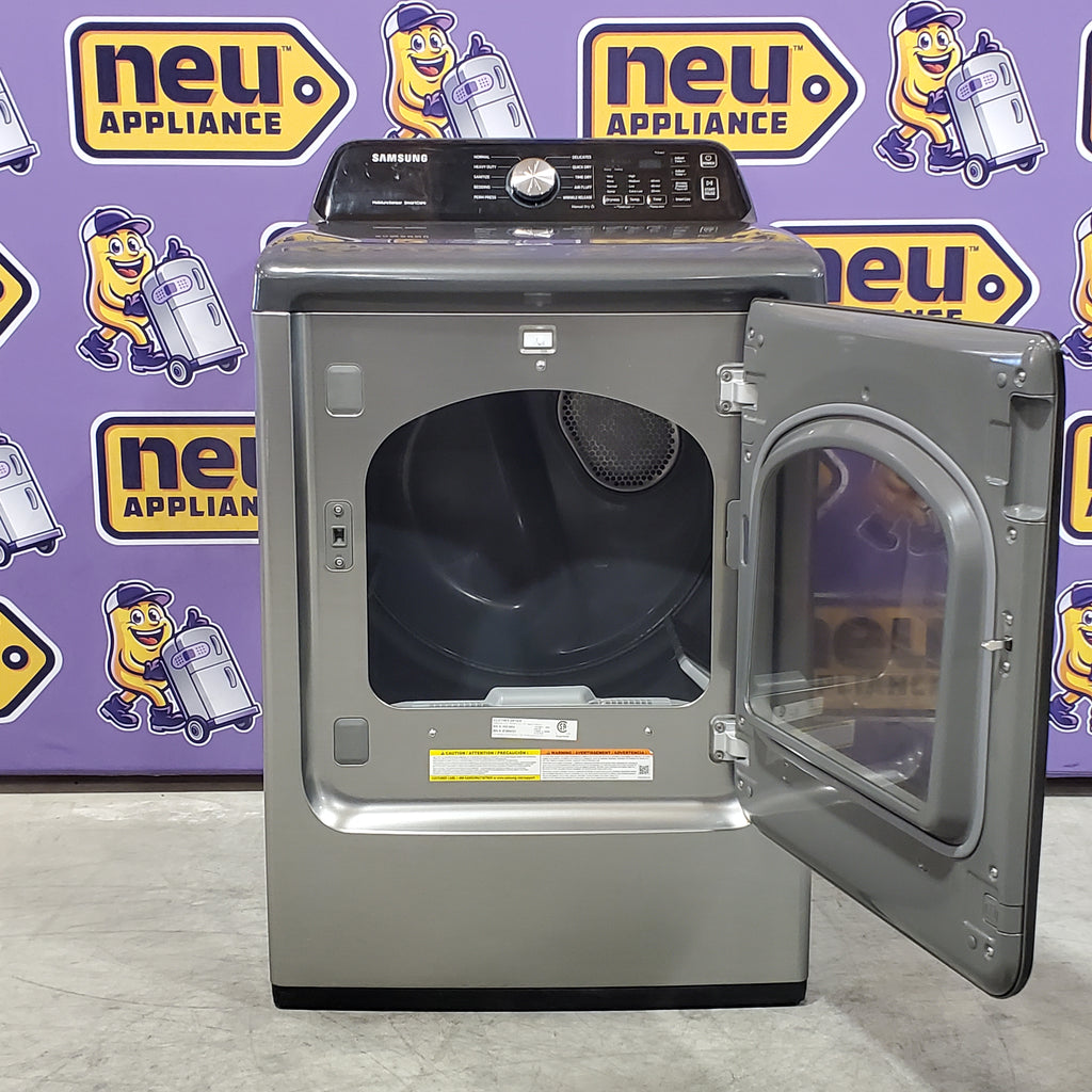 Samsung 4.5 cu. ft. Capacity Top Load Washer with Active WaterJet in Platinum WA45T3400AP - Certified Refurbished and Samsung Platinum Electric 7.4 Cu. Ft. Dryer with Sensor Dry 16065 - DVE45T3400P - Certified Refurbished