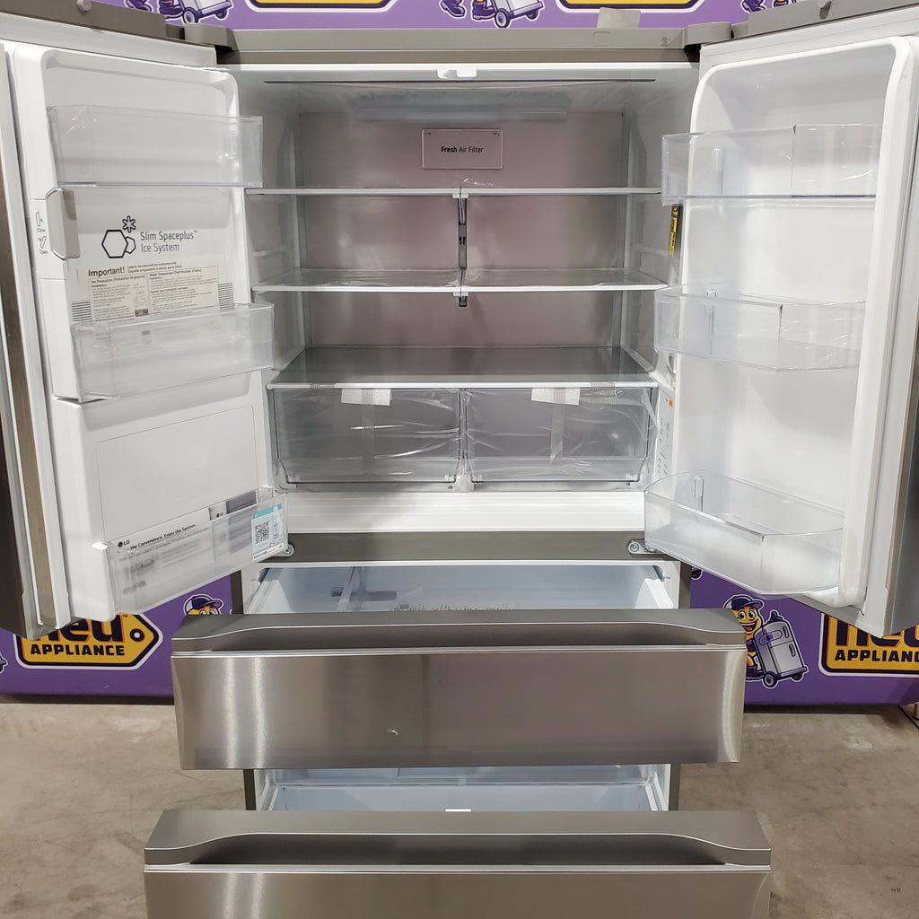 LG 29 cu. ft. Smart Standard-Depth MAX™ 4-Door French Door Refrigerator with Full-Convert Drawer™ in Print Proof Stainless Steel 22131SD90 - LF29H8330S - Scratch & Dent (Minor)