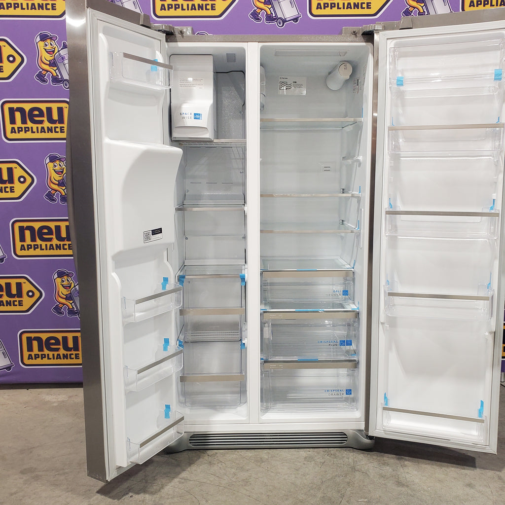 Frigidaire 22.3-cu ft Counter-depth Side-by-Side Refrigerator with Ice Maker (Fingerprint Resistant Stainless Steel) ENERGY STAR 20SD095 - GRSC2352AF - Scratch & Dent (Moderate)