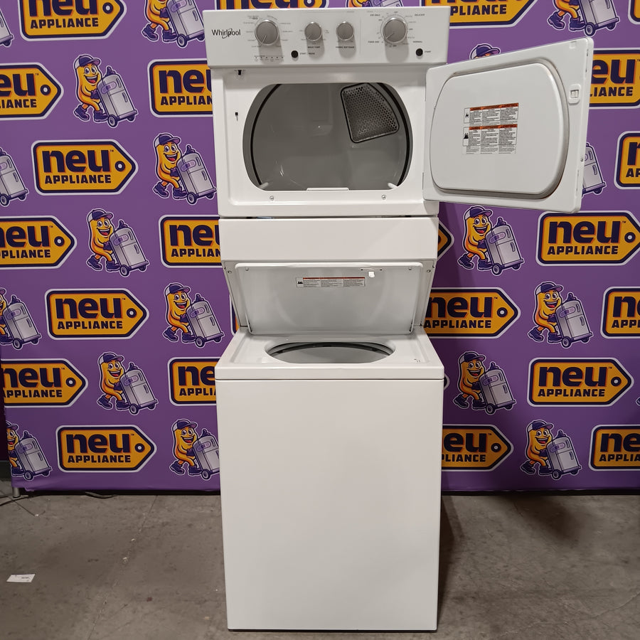 Whirlpool 28 in. Wide 3.5 cu. ft. Washer and 5.9 cu. ft. Electric Dryer Laundry Center with AutoDry Drying System 31132SD65 - WET4027HW - Scratch & Dent (Minor)