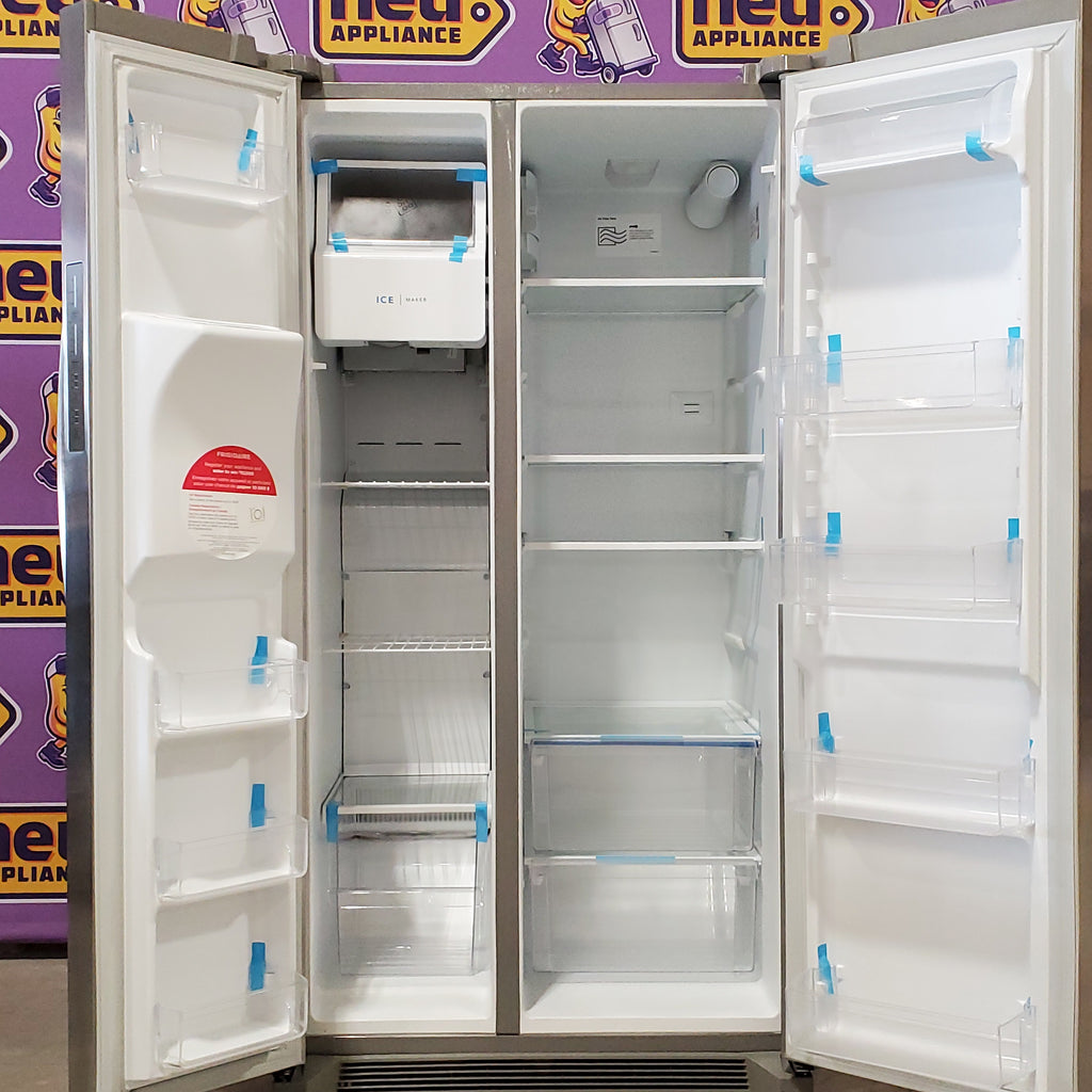 Pictures of Frigidaire 25.6 cu. ft. ENERGY STAR Side by Side Refrigerator with Exterior Water and Ice Dispenser in Stainless Steel FRSS2623AS - Scratch & Dent (Minor) - Neu Appliance Outlet - Discount Appliance Outlet in Austin, Tx