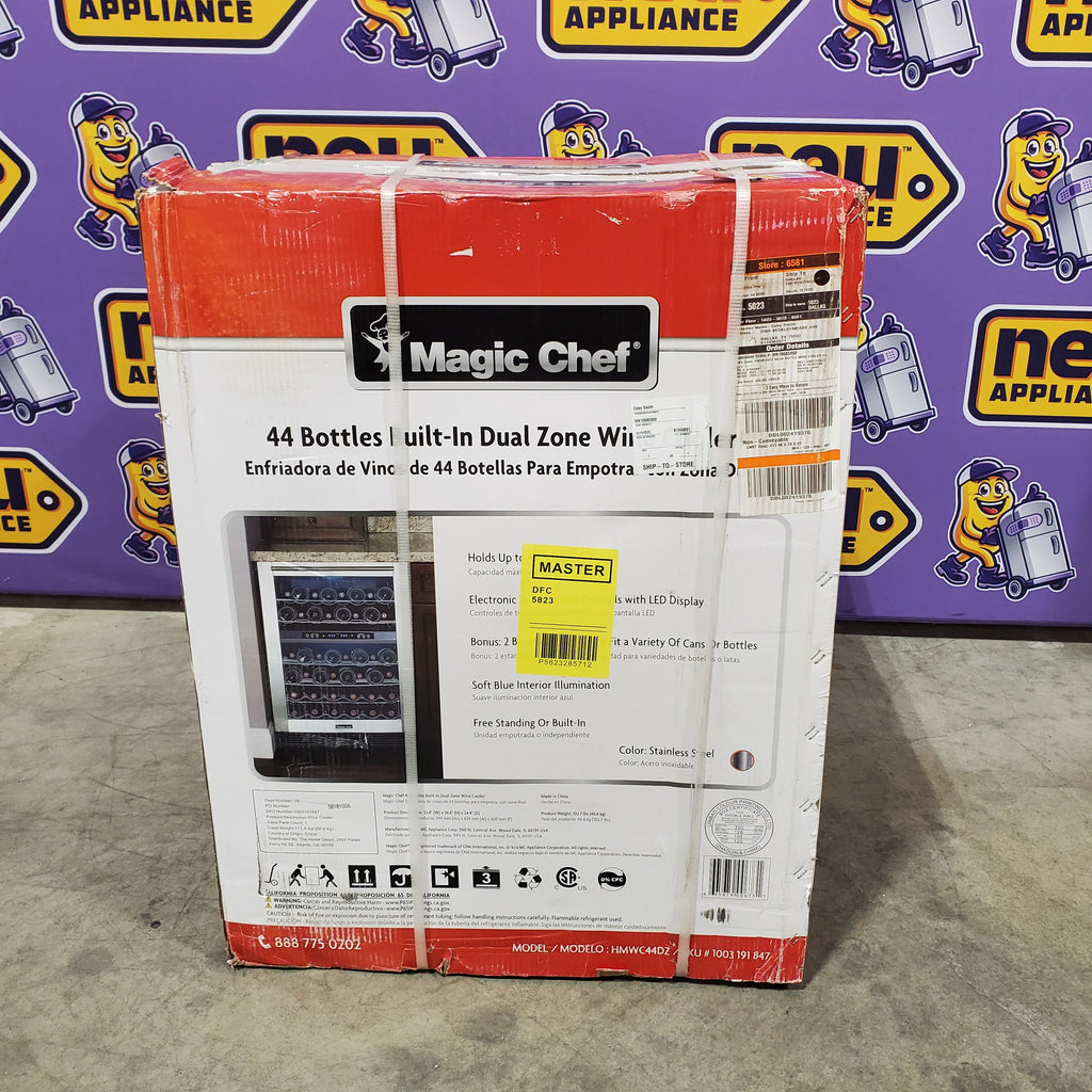 Magic Chef 44 Bottle Dual Zone Wine Cooler in Stainless Steel 25135SD644 - HMWC44DZ - New in Box