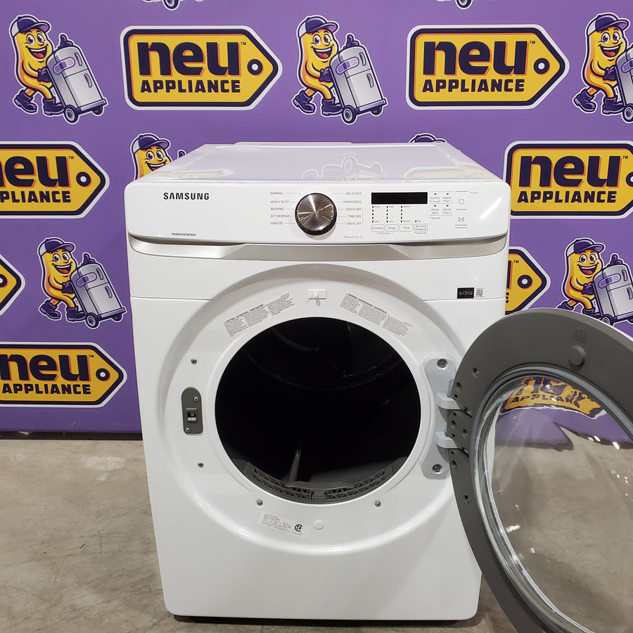 Samsung 7.5 cu. ft. Front Load Electric Dryer with Smart Care in White 30133SD142 - DVE45T6000W - Scratch & Dent (Major)