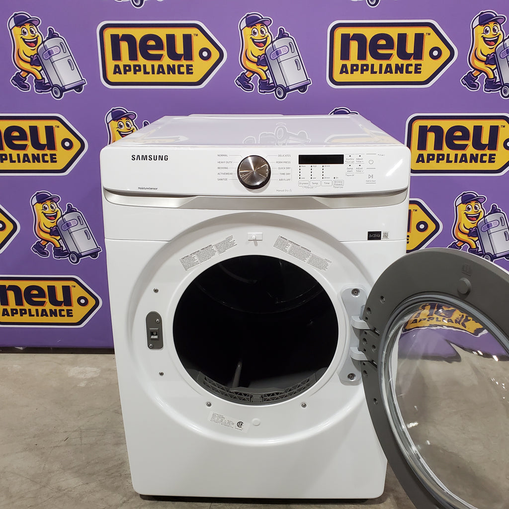 Pictures of Samsung 7.5 cu. ft. Front Load Electric Dryer with Smart Care in White 30133SD142 - DVE45T6000W - Scratch & Dent (Major) - Neu Appliance Outlet - Discount Appliance Outlet in Austin, Tx