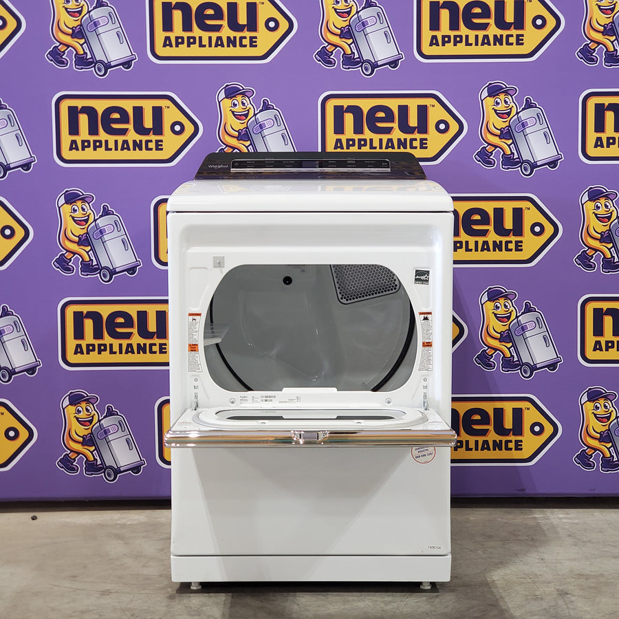 Whirlpool High Efficiency Agitator Large Top-Load Washer in White WTW5105HW - Scratch & Dent (Minor) and Whirlpool 7.4 cu. ft. Electric Dryer with Hamper Door WED8127LW - Scratch & Dent (Minor)