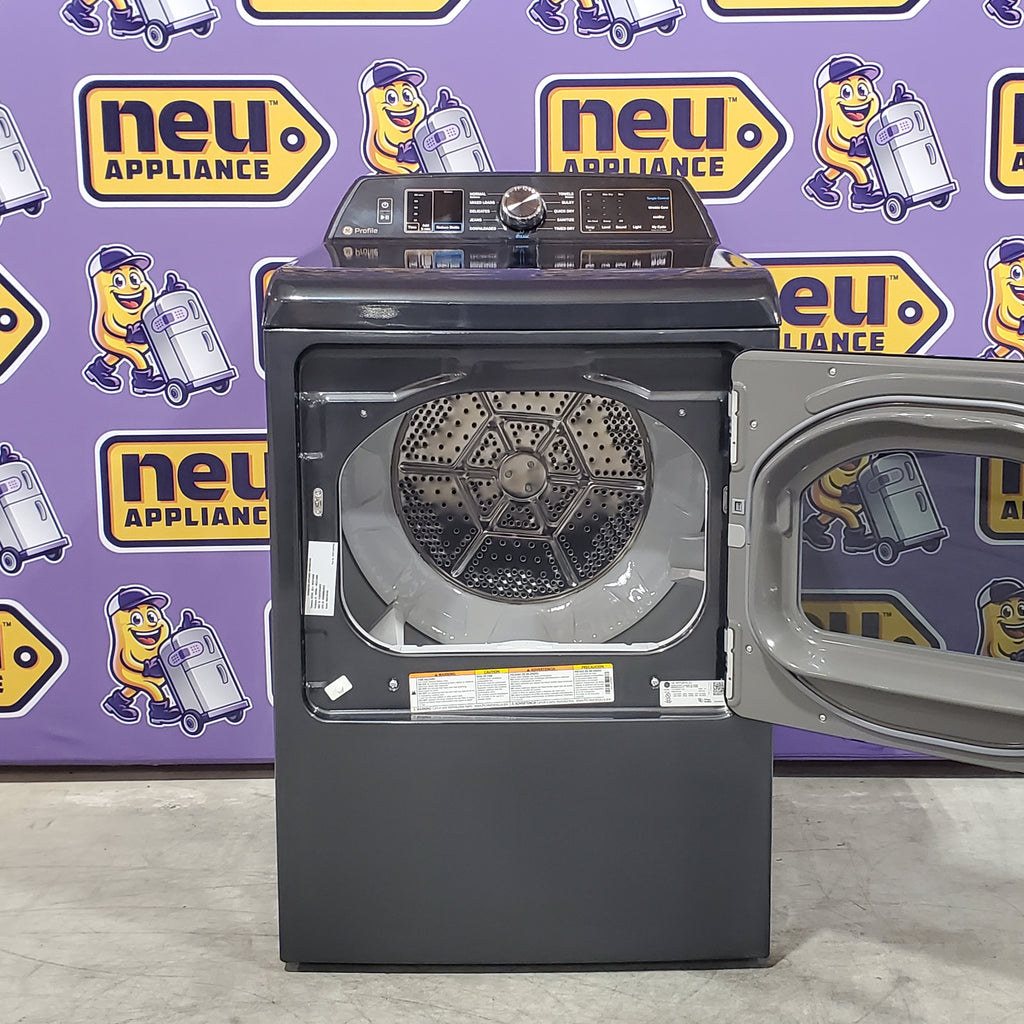 GE Profile 5.4 cu. ft. Top Load Washing Machine with FlexDispense PTW700BPTDG - Scratch & Dent (Minor) and GE Profile 7.4 cu. ft. Gas Dryer with Steam 16041 - PTD70EBPTDG - Open Box