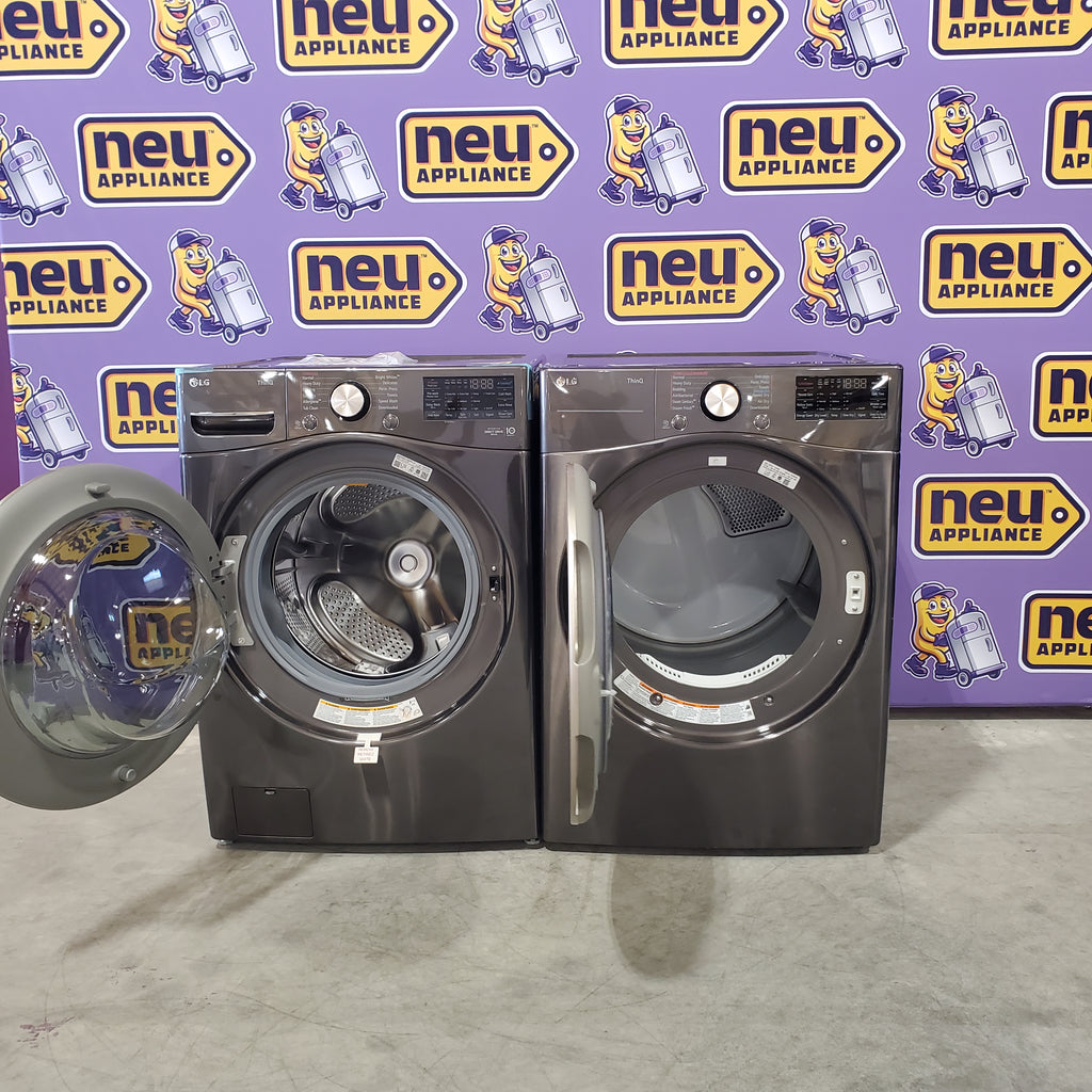 Pictures of LG Stackable Smart Front Load 4.5 Cu. Ft. Washer with TurboWash 360 Technology WM4000HBA - Open Box and LG Smart Wi-Fi Enabled Front Load Electric 7.4 Cu. Ft. Dryer with TurboSteam and Built-In Intelligence DLEX4000B - Scratch & Dent (Minor) - Neu Appliance Outlet - Discount Appliance Outlet in Austin, Tx