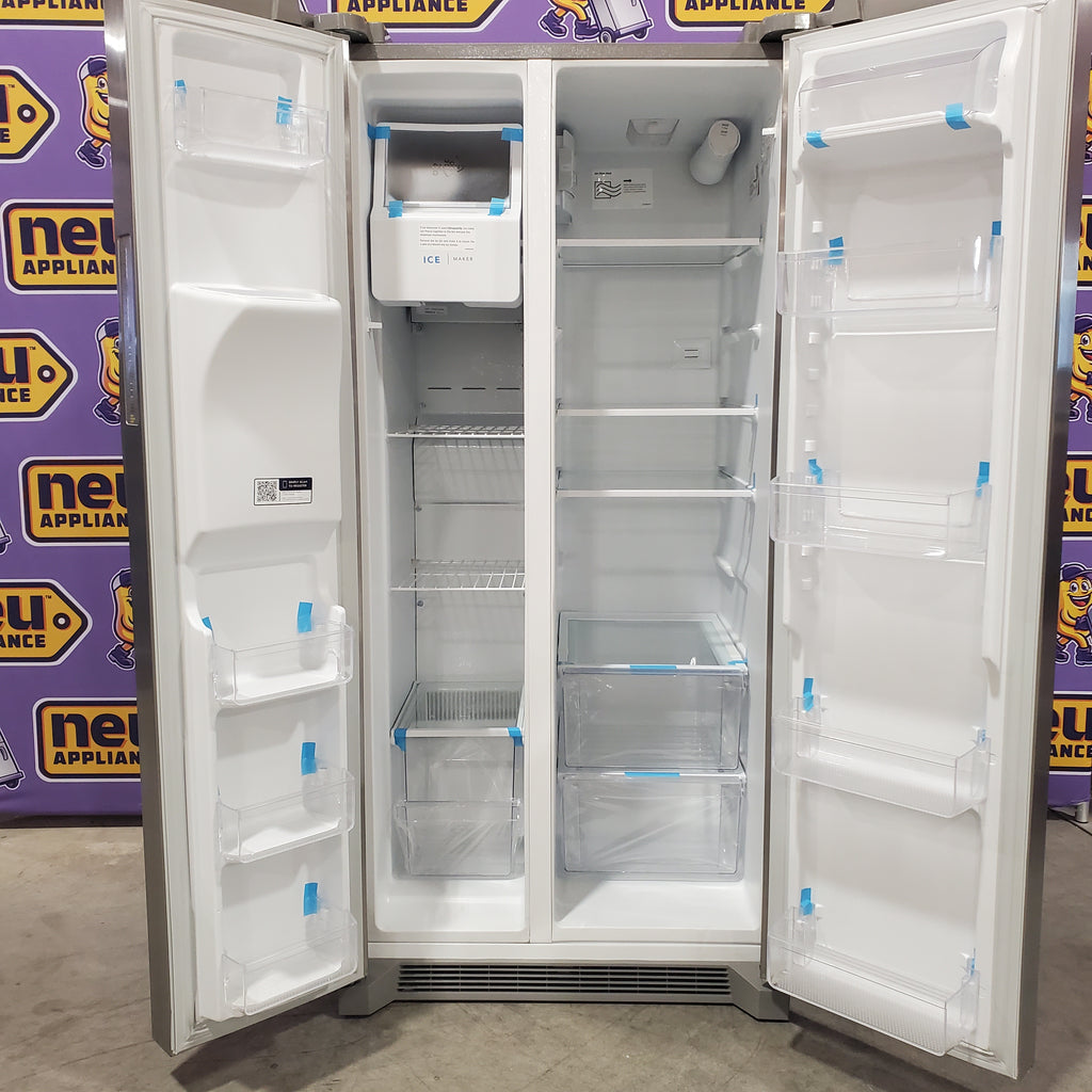 Pictures of Frigidaire 33" Wide 22.3 cu. ft. ENERGY STAR Side by Side Refrigerator Stainless Steel with Exterior Water and Ice Dispenser 20SD105 - FRSS2323AS - Scratch & Dent (Minor) - Neu Appliance Outlet - Discount Appliance Outlet in Austin, Tx