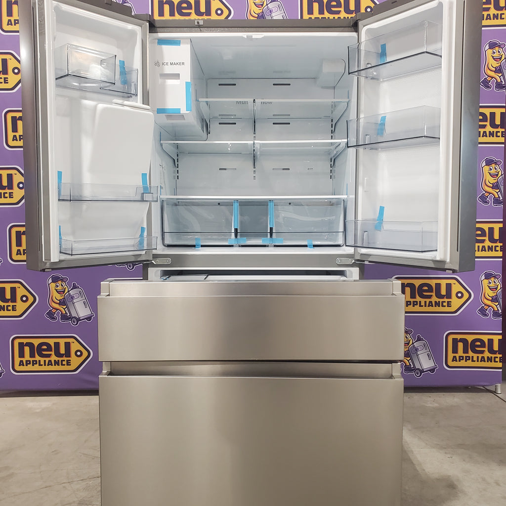 Pictures of Hisense Stainless Steel PureFlat 25.6-cu ft 4-Door Smart French Door ENERGY STAR Refrigerator with Ice Maker, Water and Ice Dispenser HRM260N6TSE - Scratch & Dent (Minor) - Neu Appliance Outlet - Discount Appliance Outlet in Austin, Tx