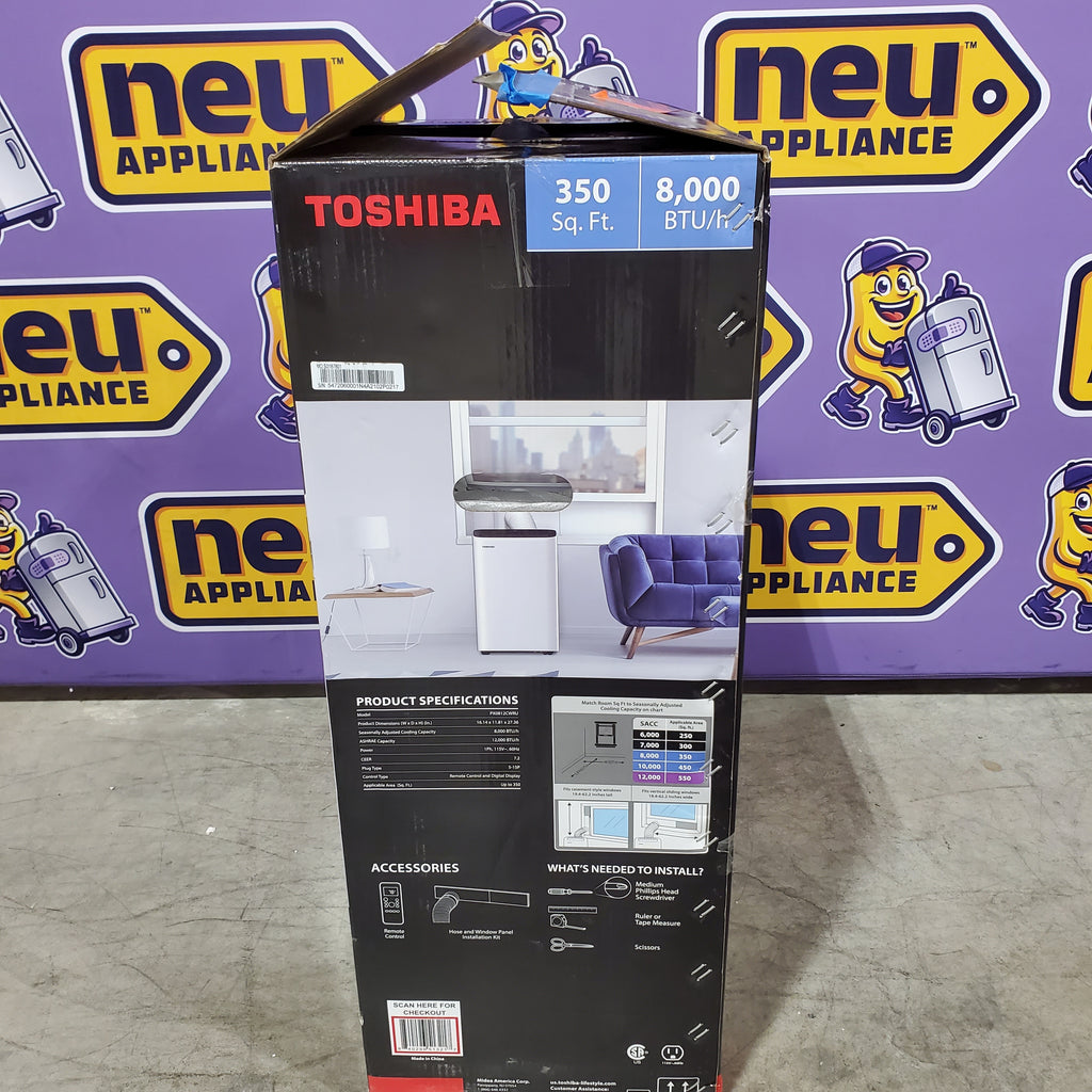 Pictures of Toshiba 8,000 (DOE) BTU Portable Air Conditioner Cools 350 sq. ft. with Dehumidifier and Remote Control in White 25133SD564 - PX0812CWRU - Open Box - Neu Appliance Outlet - Discount Appliance Outlet in Austin, Tx
