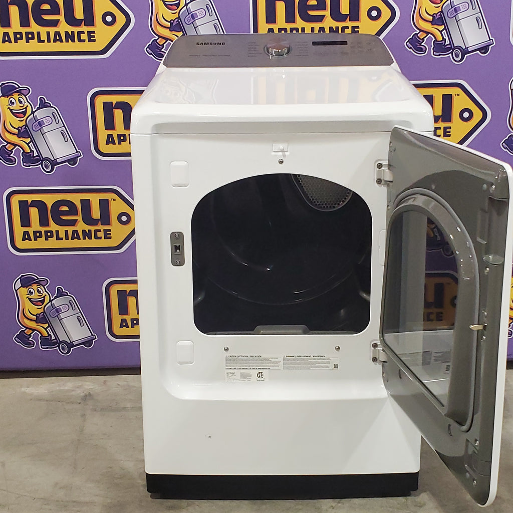 Pictures of Samsung White Top Load 5.0 Cu. Ft. Washer with Super Speed WA50R5400AW - Certified Refurbished and Samsung Front Load Electric Dryer with with Steam Sanitize+ 16111 - DVE52A5500W - Scratch & Dent (Minor) - Neu Appliance Outlet - Discount Appliance Outlet in Austin, Tx