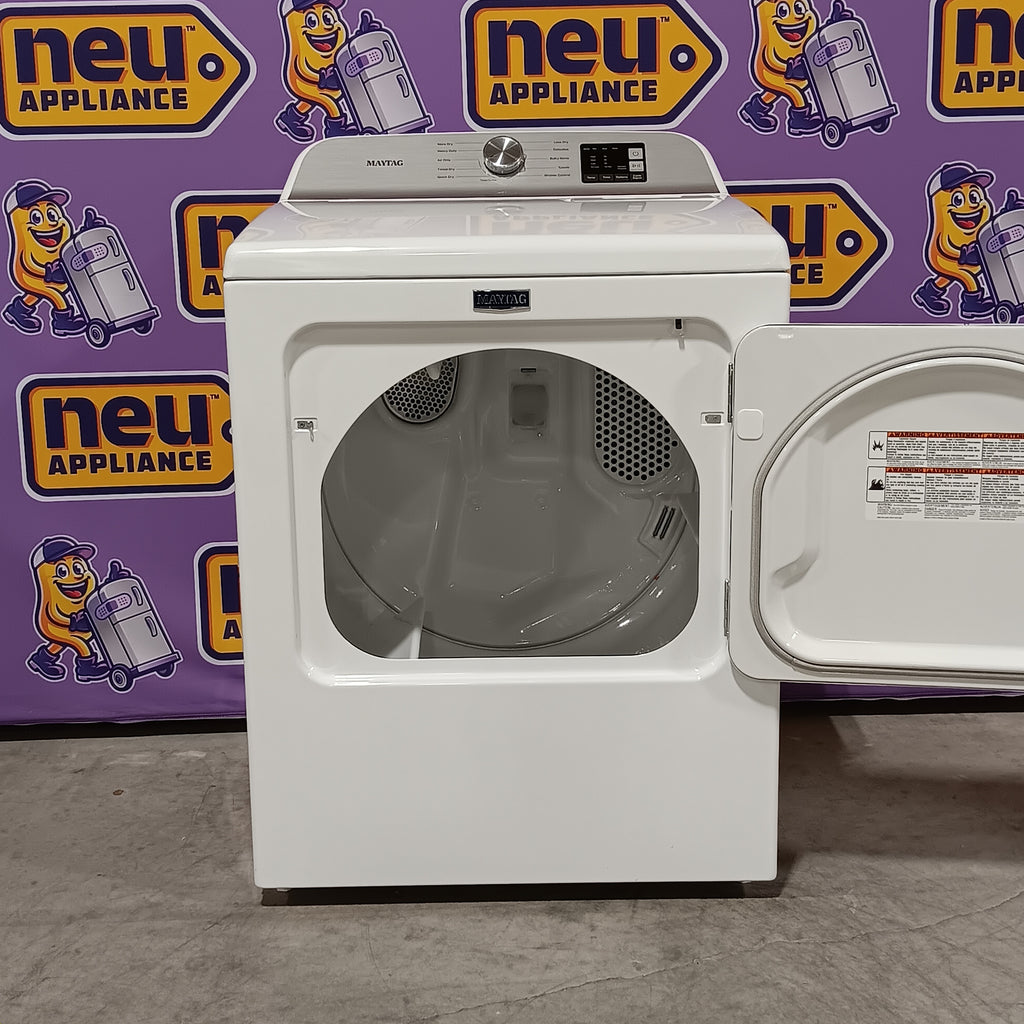 Pictures of Maytag Top Load 4.8 cu ft Washer with Deep Fill and Slow-Close Glass Lid MVW6200KW - Scratch & Dent (Minor) and Maytag 7.0 cu ft Electric Dryer with Moisture Sensing and Quick Dry Cycle 16156 - MED6200KW - Open Box - Neu Appliance Outlet - Discount Appliance Outlet in Austin, Tx