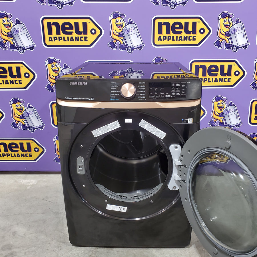 Samsung 7.5 cu. ft. Smart Electric Dryer with Steam Sanitize+ and Sensor Dry in Brushed Black DVE50BG8300V - Scratch & Dent (Minor)