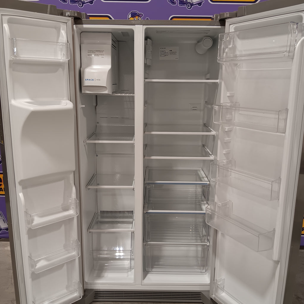 Pictures of Frigidaire 22 Cu. Ft. Counter-Depth Side-by-Side Refrigerator in Stainless Steel 20131SD192 - FRSC2333AS - Scratch & Dent (Major) - Neu Appliance Outlet - Discount Appliance Outlet in Austin, Tx