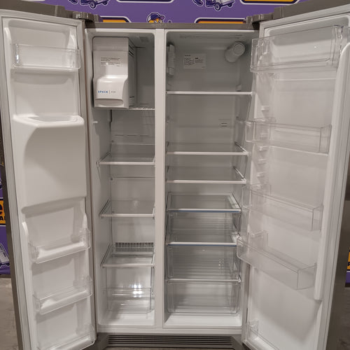 Pictures of Frigidaire 22 Cu. Ft. Counter-Depth Side-by-Side Refrigerator in Stainless Steel 20131SD192 - FRSC2333AS - Scratch & Dent (Major) - Neu Appliance Outlet - Discount Appliance Outlet in Austin, Tx