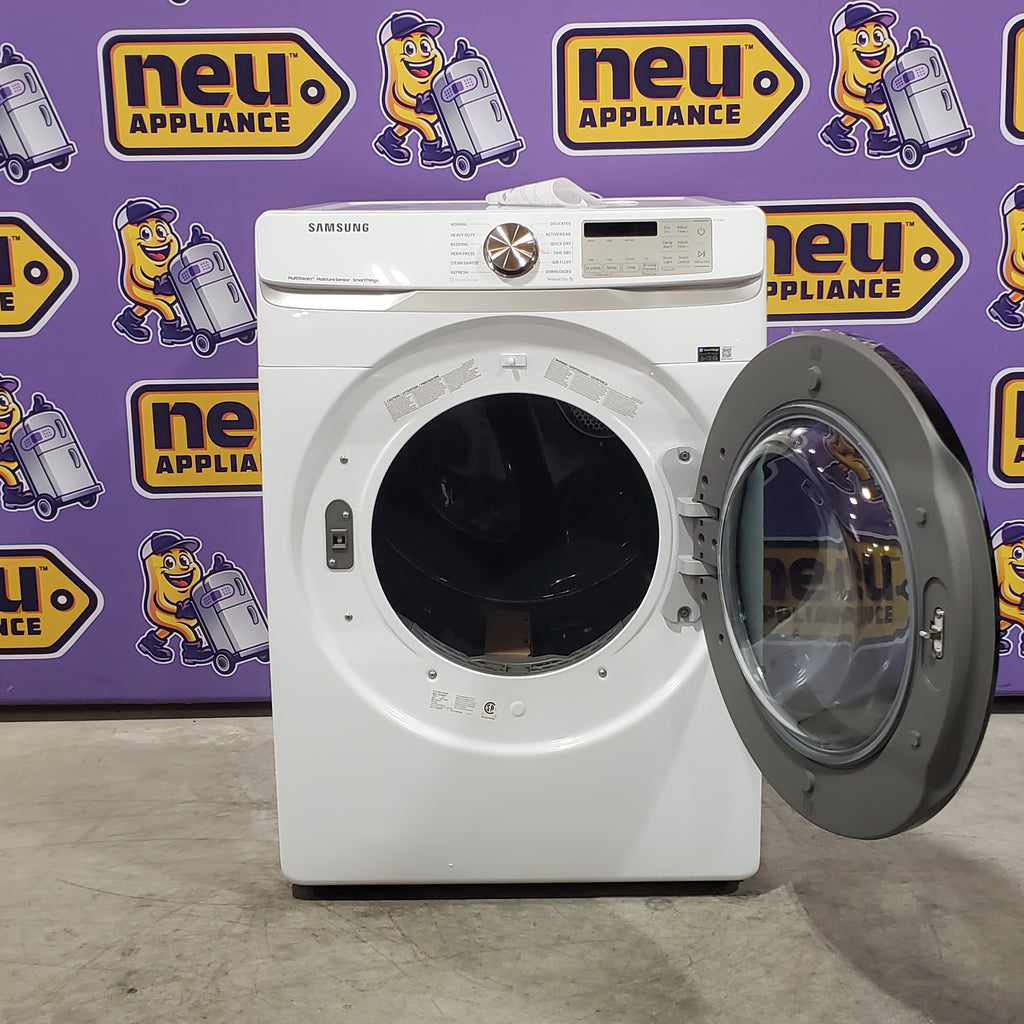Samsung 4.5 cu. ft. Large Capacity Smart Front Load Washer with Super Speed Wash in White WF45B6300AW - Scratch & Dent (Minor) and Samsung 7.5 cu. ft. Smart Electric Dryer with Steam Sanitize+ in White 16064 - DVE45B6300W - Open Box