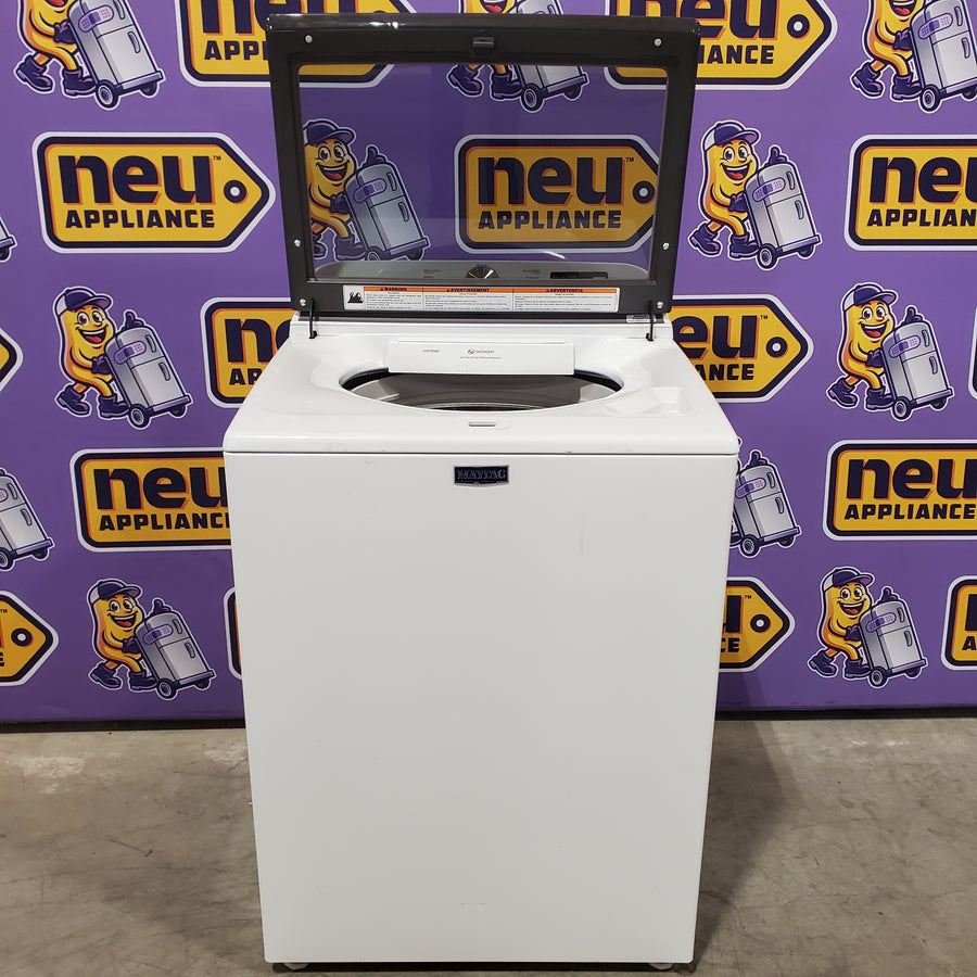 Maytag Top Load 4.8 cu ft Washer with Deep Fill and Slow-Close Glass Lid MVW6200KW - Scratch & Dent (Minor) and Maytag 7.0 cu ft Electric Dryer with Moisture Sensing and Quick Dry Cycle 16194 - MED6200KW - Scratch & Dent (Minor)