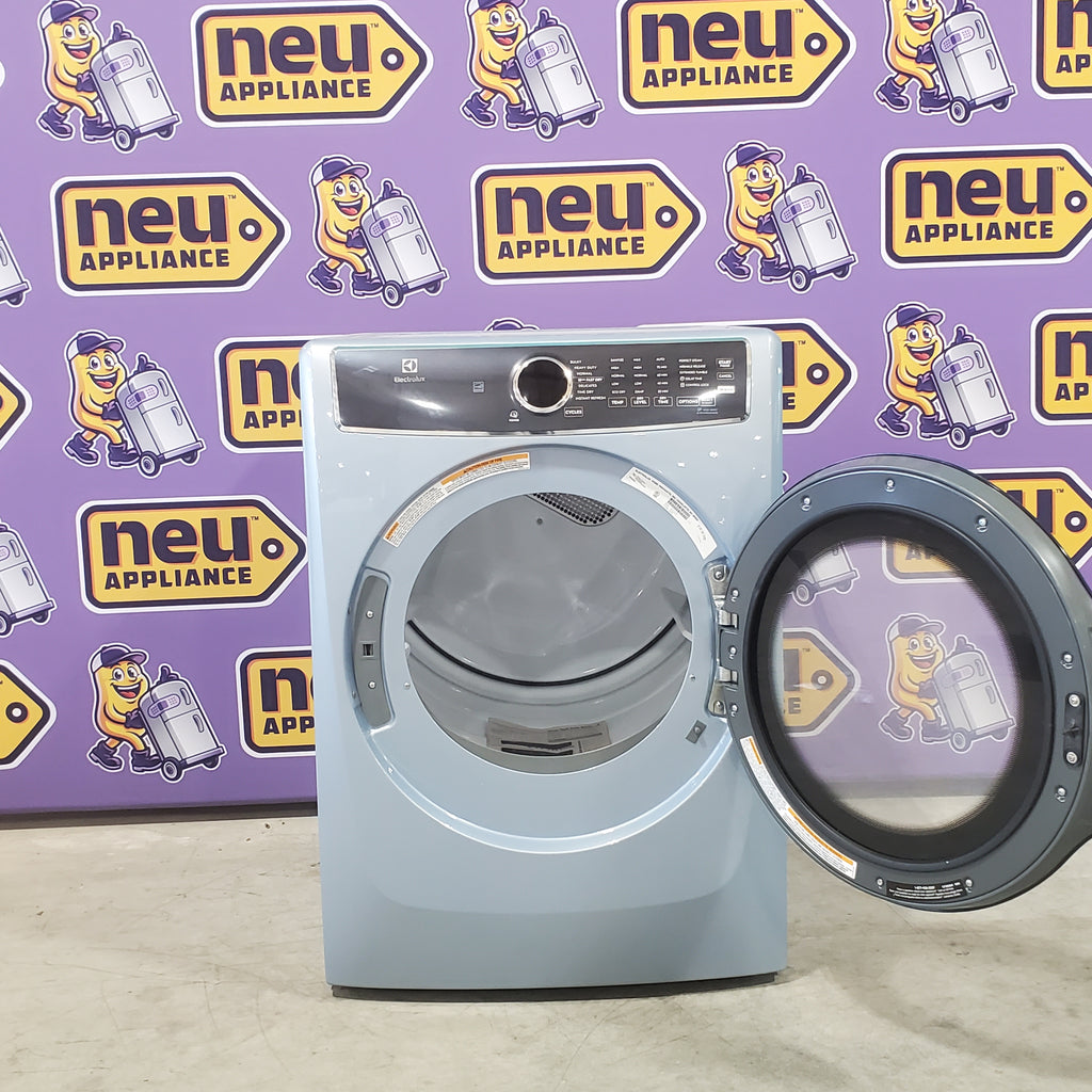 Pictures of Electrolux Glacier Blue 400 Series Electric 8.0 Cu. Ft. Dryer with Perfect Steam Option and Extended Tumble ELFE7437AG - Open Box - Neu Appliance Outlet - Discount Appliance Outlet in Austin, Tx