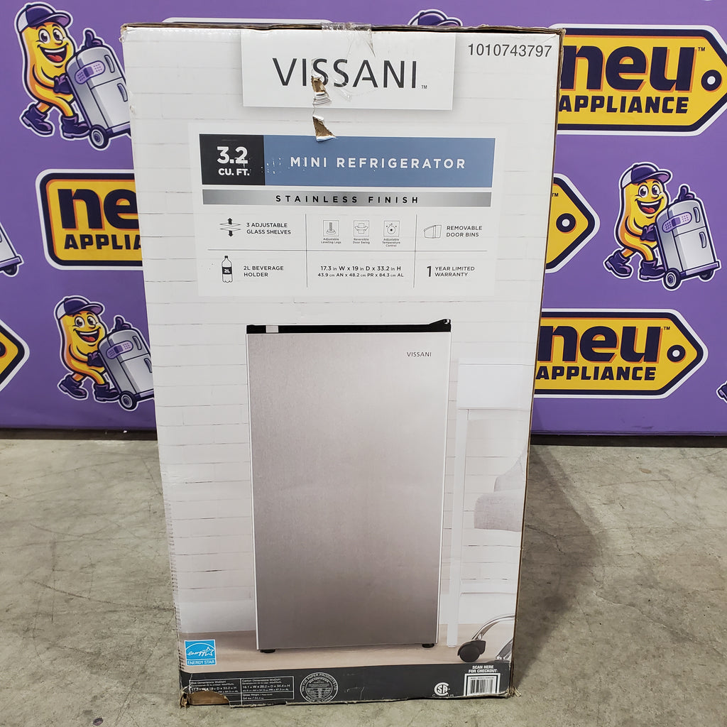 Vissani 3.2 cu. ft. Mini Refrigerator in Stainless Steel, ENERGY STAR 25SA268 - HVAR32SE - New in Box