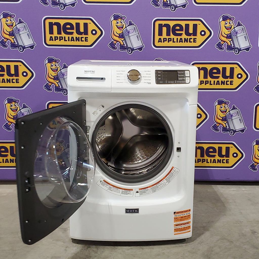 Pictures of Maytag 4.5 cu. ft. Front Load Washer with Extra Power and 12-Hr Fresh Spin™ Option MHW5630HW - Scratch & Dent (Moderate) and Maytag 7.3 cu. ft. Front Load Gas Dryer with Extra Power and Quick Dry Cycle MGD5630HW - Scratch & Dent (Minor) - Neu Appliance Outlet - Discount Appliance Outlet in Austin, Tx