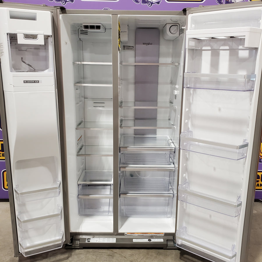 Whirlpool 20.85 Cu. Ft. Side-by-Side Counter-Depth Refrigerator with In-Door Ice & Water in Stainless Steel 22132SD131 - WRSC6536RZ - Scratch & Dent (Minor)