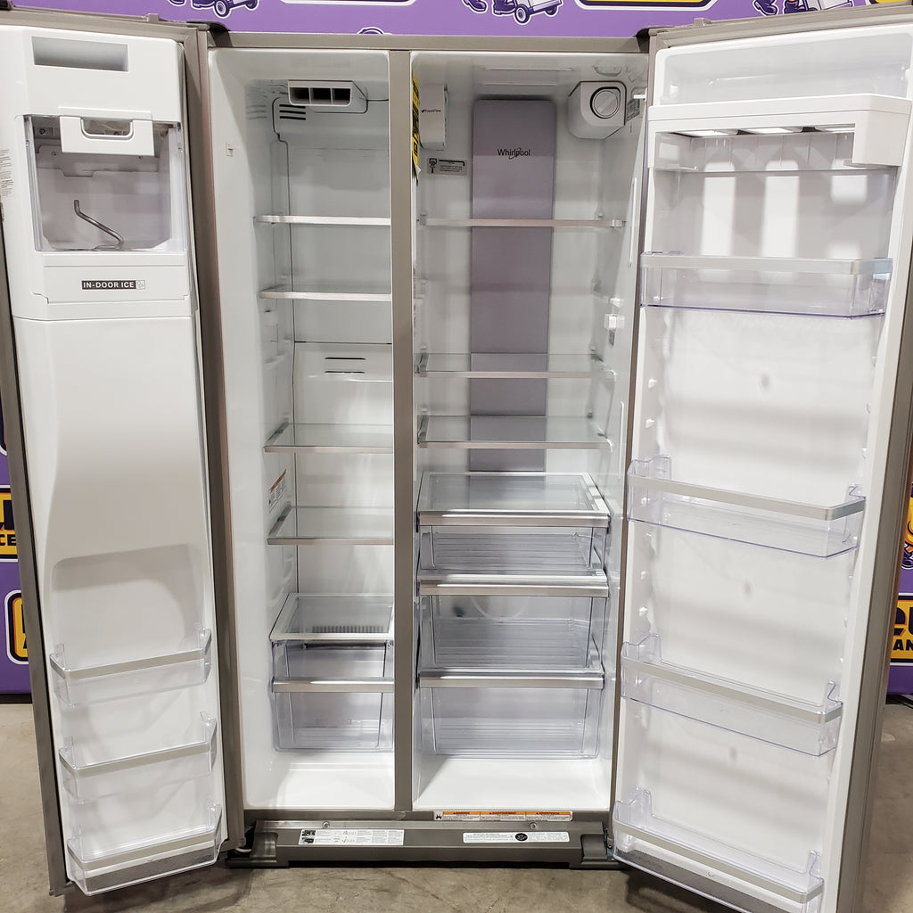 Pictures of Whirlpool 20.85 Cu. Ft. Side-by-Side Counter-Depth Refrigerator with In-Door Ice & Water in Stainless Steel 22132SD131 - WRSC6536RZ - Scratch & Dent (Minor) - Neu Appliance Outlet - Discount Appliance Outlet in Austin, Tx