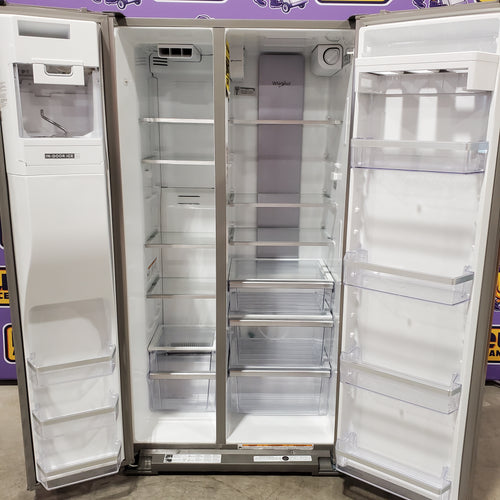 Pictures of Whirlpool 20.85 Cu. Ft. Side-by-Side Counter-Depth Refrigerator with In-Door Ice & Water in Stainless Steel 22132SD131 - WRSC6536RZ - Scratch & Dent (Minor) - Neu Appliance Outlet - Discount Appliance Outlet in Austin, Tx